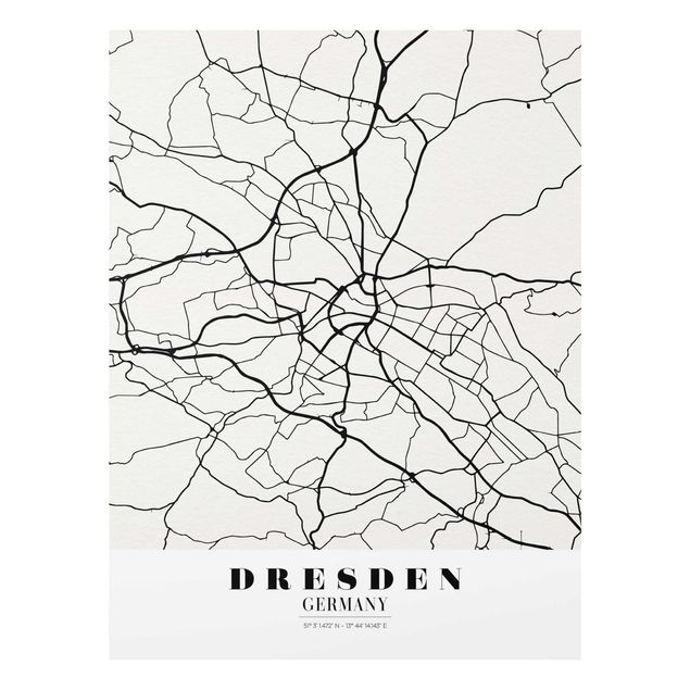 Billeder sort og hvid Dresden City Map - Classical