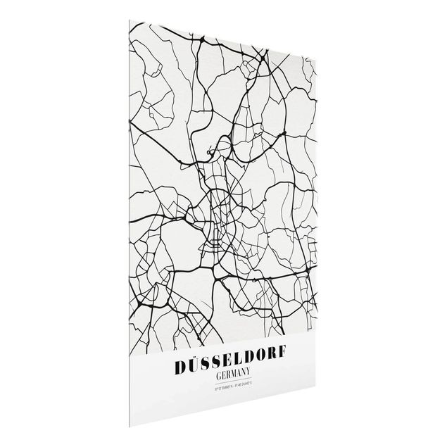 Glasbilleder ordsprog Dusseldorf City Map - Classic