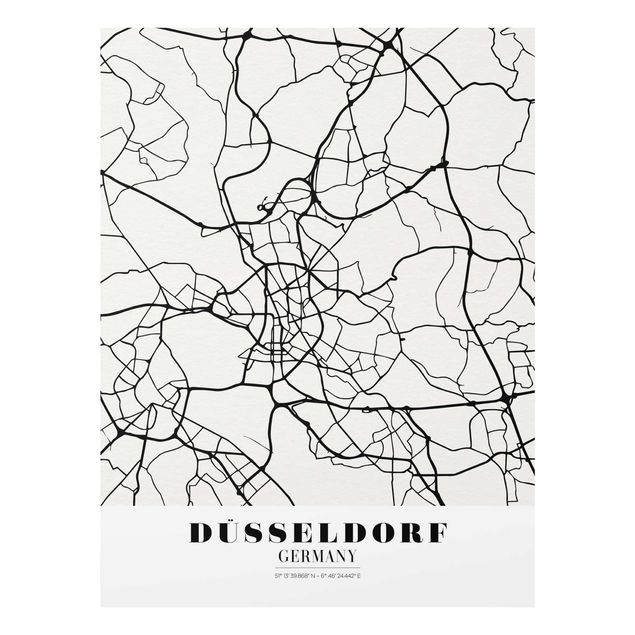 Billeder sort og hvid Dusseldorf City Map - Classic