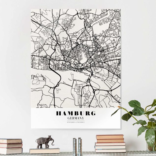 Glasbilleder Hamburg Hamburg City Map - Classic