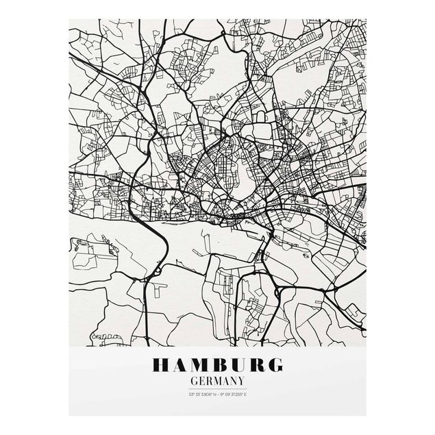 Glasbilleder ordsprog Hamburg City Map - Classic