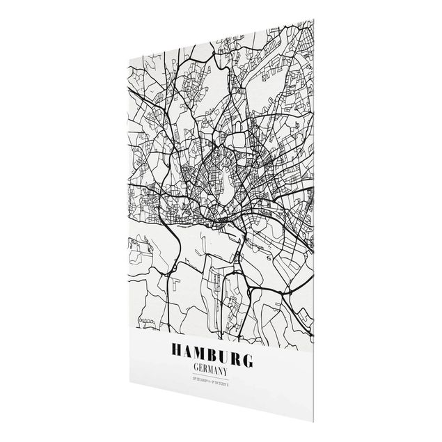 Billeder sort og hvid Hamburg City Map - Classic
