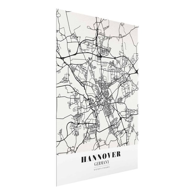 Glasbilleder ordsprog Hannover City Map - Classic