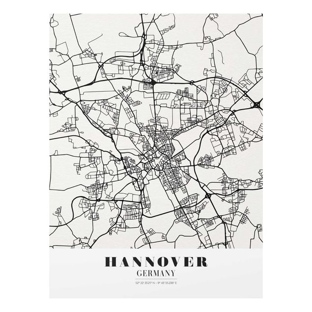 Billeder sort og hvid Hannover City Map - Classic