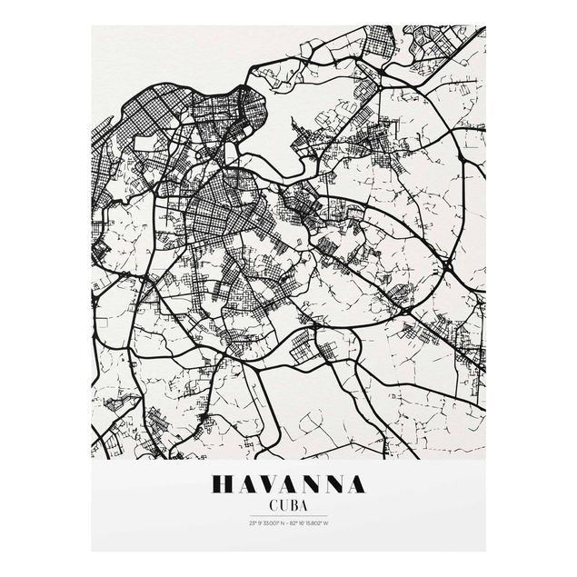 Billeder sort og hvid Havana City Map - Classic