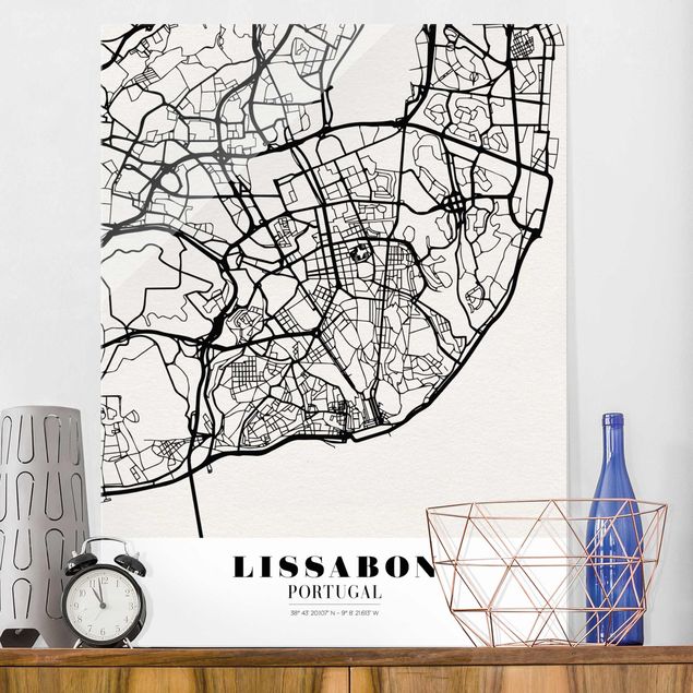 køkken dekorationer Lisbon City Map - Classic