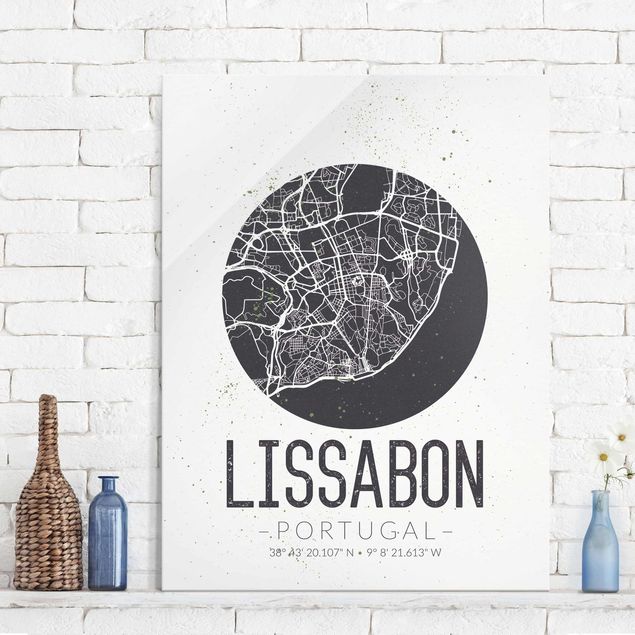 køkken dekorationer Lisbon City Map - Retro