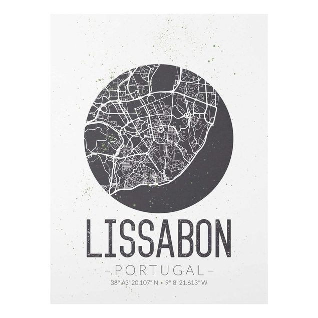 Billeder grå Lisbon City Map - Retro