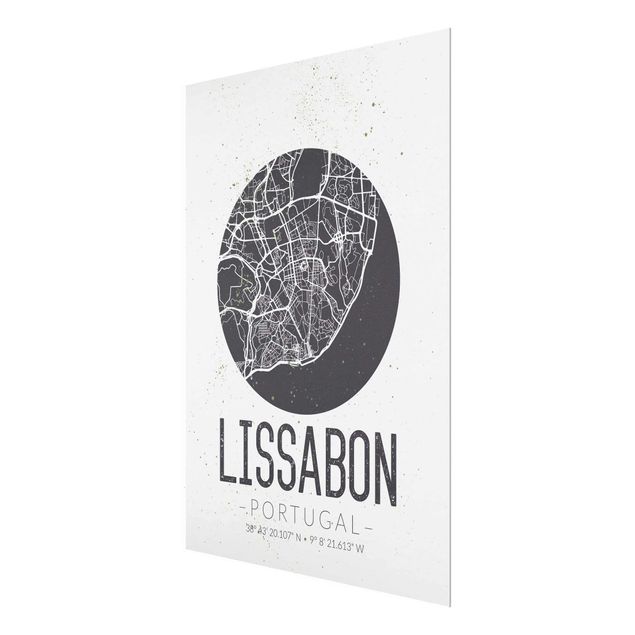 Billeder sort og hvid Lisbon City Map - Retro