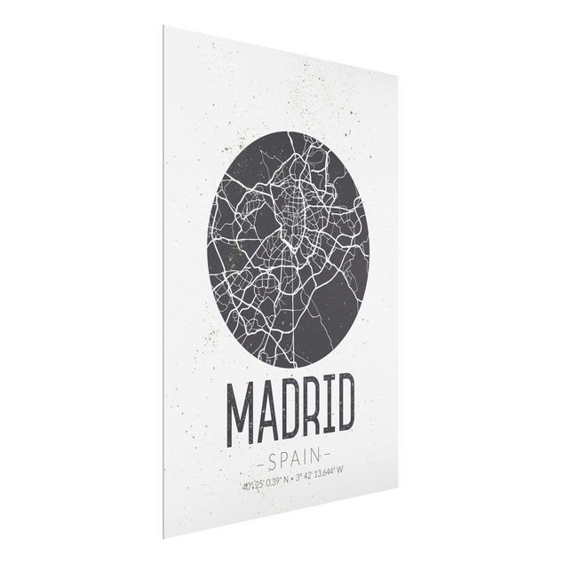 Glasbilleder ordsprog Madrid City Map - Retro