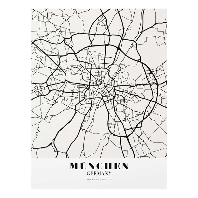 Billeder sort og hvid Munich City Map - Classic