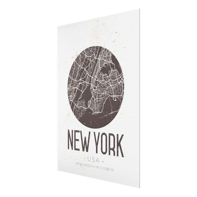 Glasbilleder ordsprog New York City Map - Retro