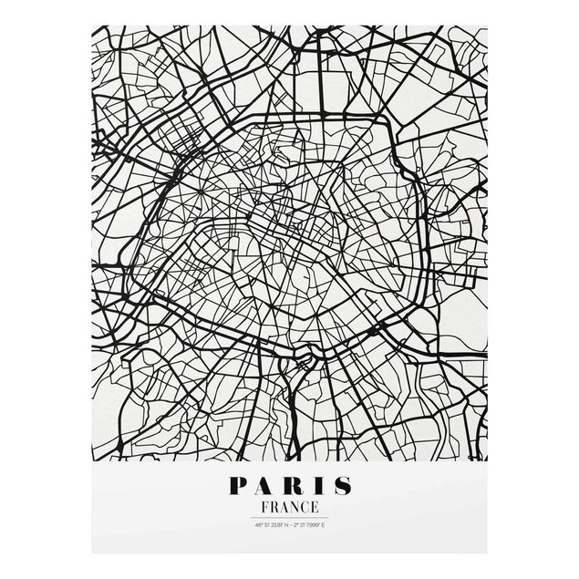 Glasbilleder verdenskort Paris City Map - Classic