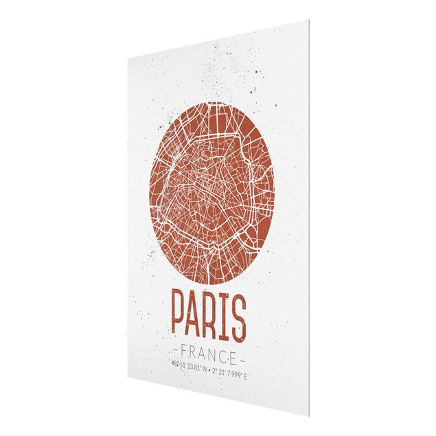 Glasbilleder ordsprog City Map Paris - Retro