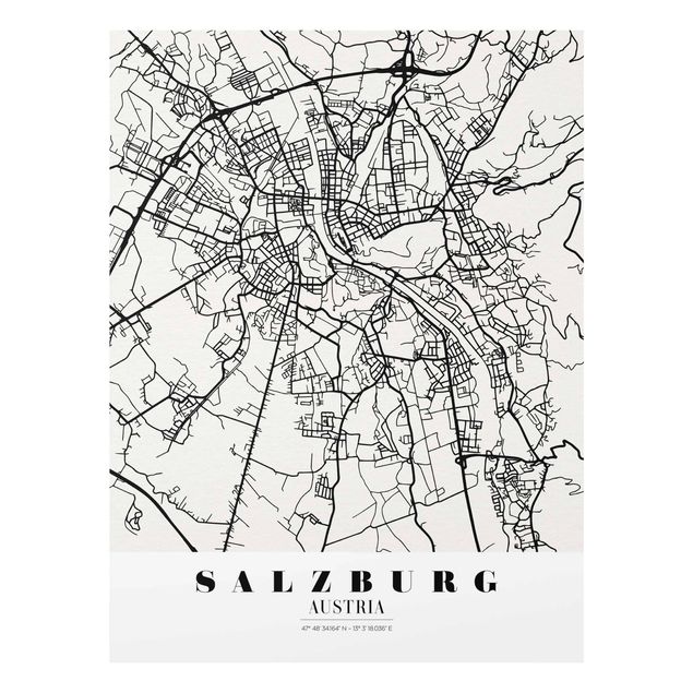 Billeder sort og hvid Salzburg City Map - Classic
