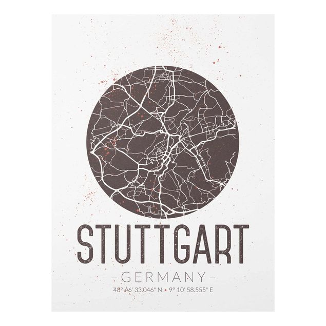 Billeder brun Stuttgart City Map - Retro