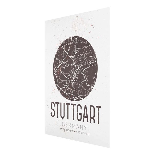 Billeder sort og hvid Stuttgart City Map - Retro