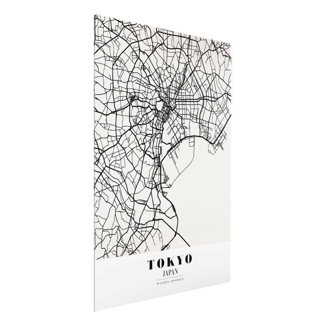 Glasbilleder verdenskort Tokyo City Map - Classic