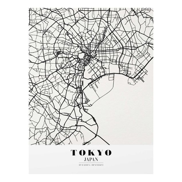 Glasbilleder ordsprog Tokyo City Map - Classic