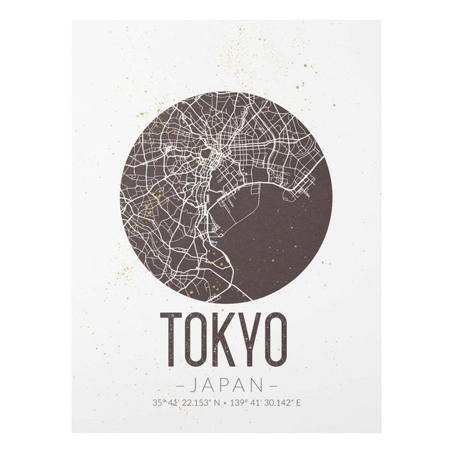 Glasbilleder ordsprog Tokyo City Map - Retro