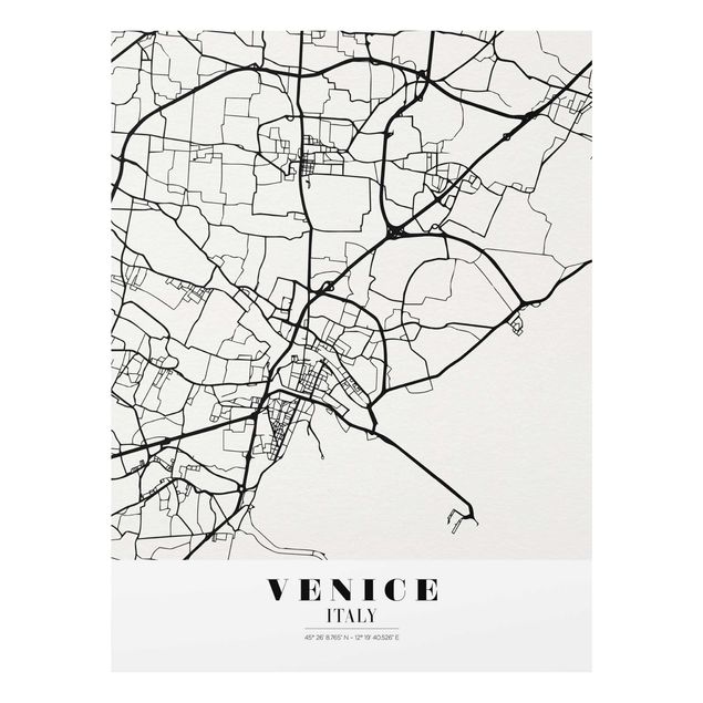 Billeder sort og hvid Venice City Map - Classic