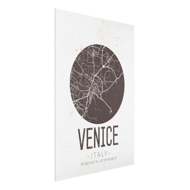 Glasbilleder ordsprog Venice City Map - Retro