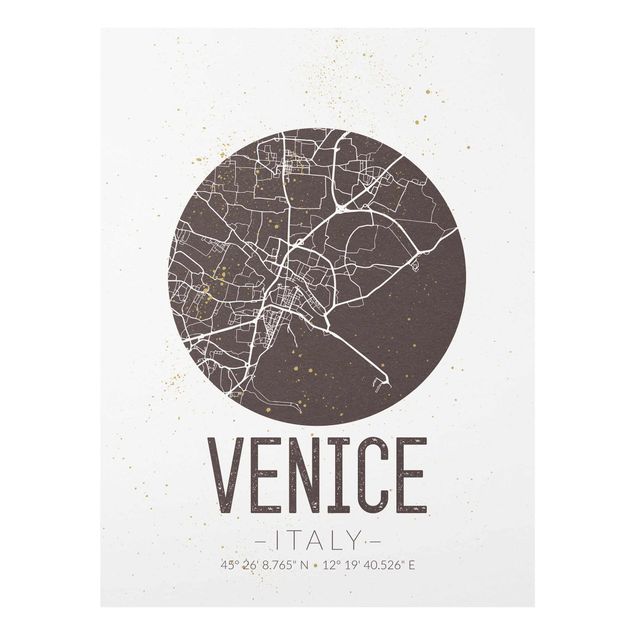 Billeder brun Venice City Map - Retro