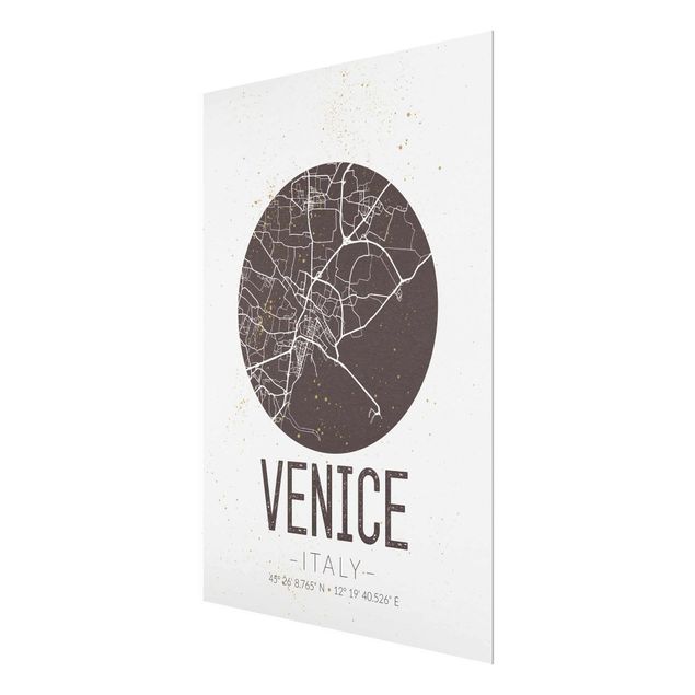 Billeder sort og hvid Venice City Map - Retro