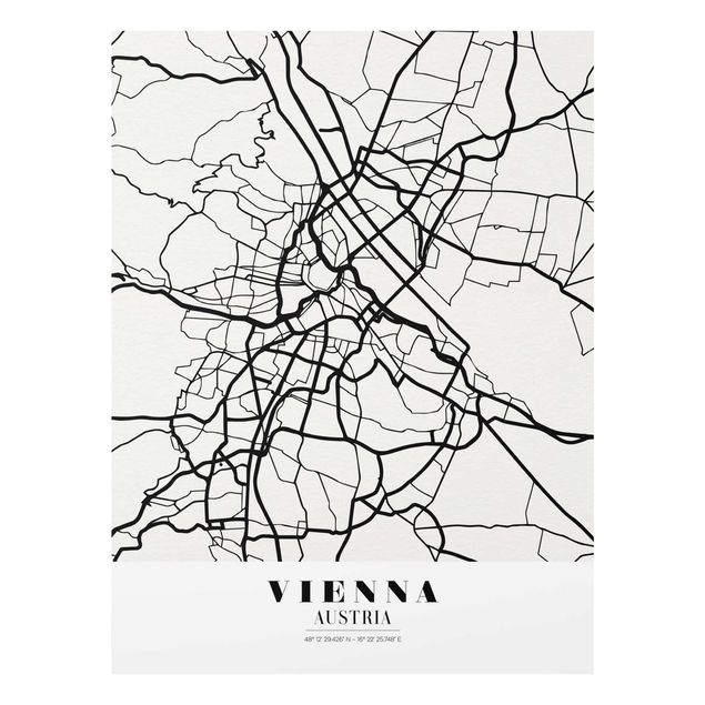 Billeder sort og hvid Vienna City Map - Classic