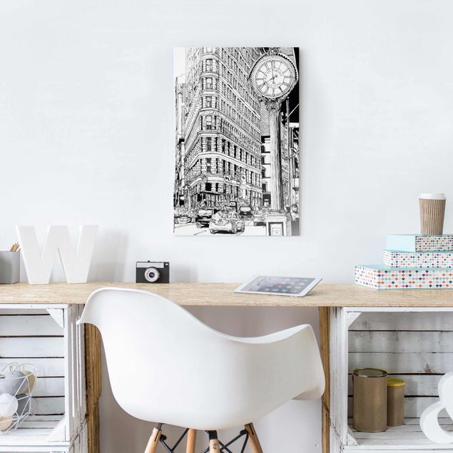 Glasbilleder sort og hvid City Study - Flatiron Building