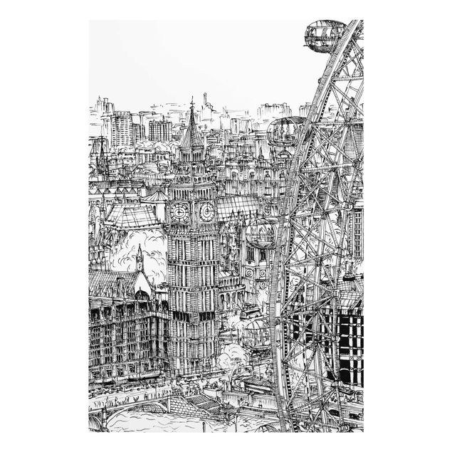 Glasbilleder sort og hvid City Study - London Eye