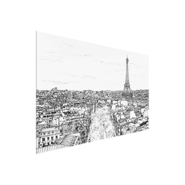 Glasbilleder arkitektur og skyline City Study - Paris