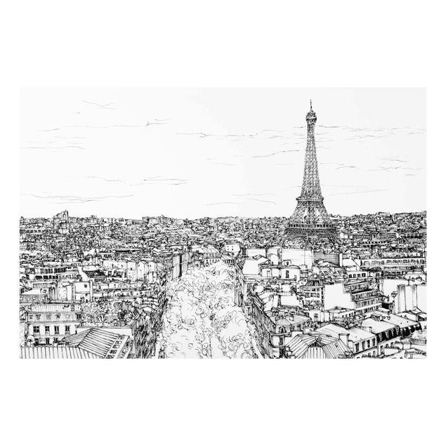 Glasbilleder sort og hvid City Study - Paris