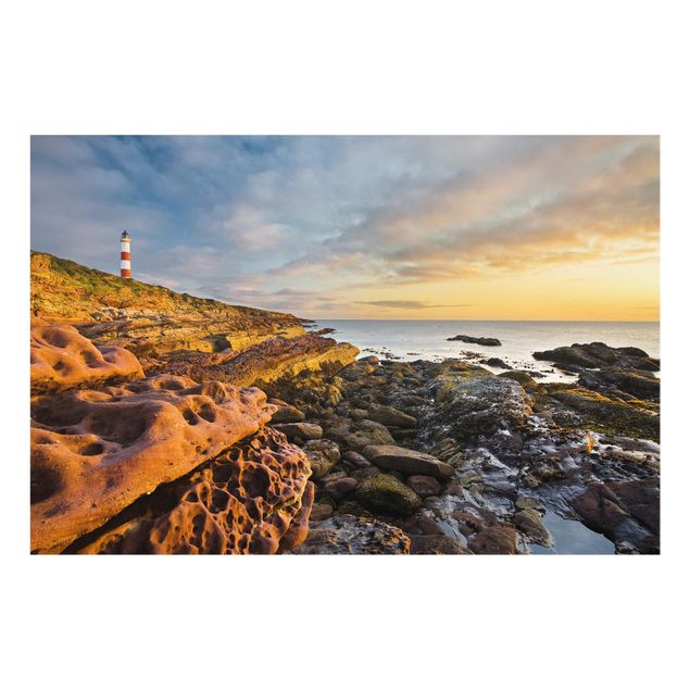 Billeder strande Tarbat Ness Lighthouse And Sunset At The Ocean