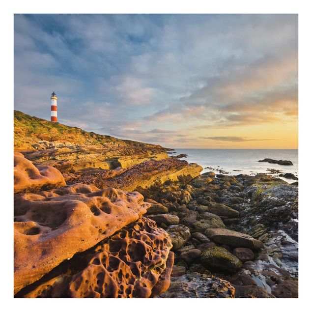 Billeder strande Tarbat Ness Lighthouse And Sunset At The Ocean