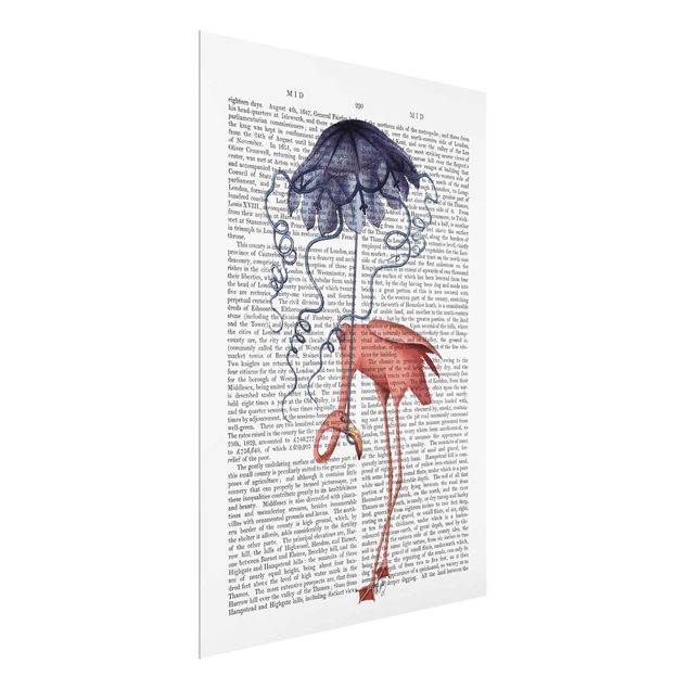 Billeder ordsprog Animal Reading - Flamingo With Umbrella