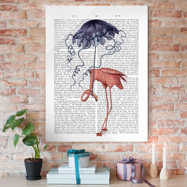 køkken dekorationer Animal Reading - Flamingo With Umbrella