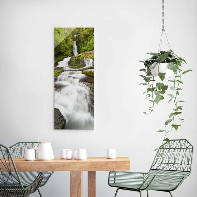 Glasbilleder landskaber Upper Mclean Falls In New Zealand