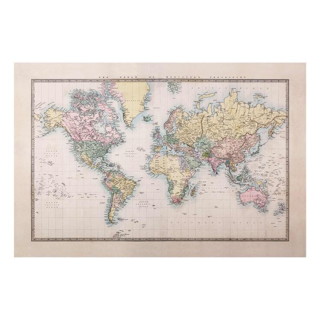 Billeder Vintage World Map Around 1850