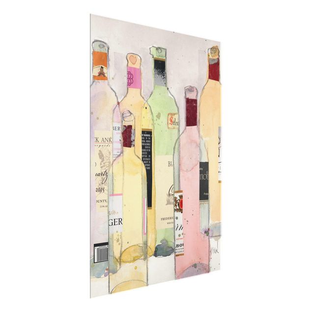 Glas magnettavla Wine Bottles In Watercolour I