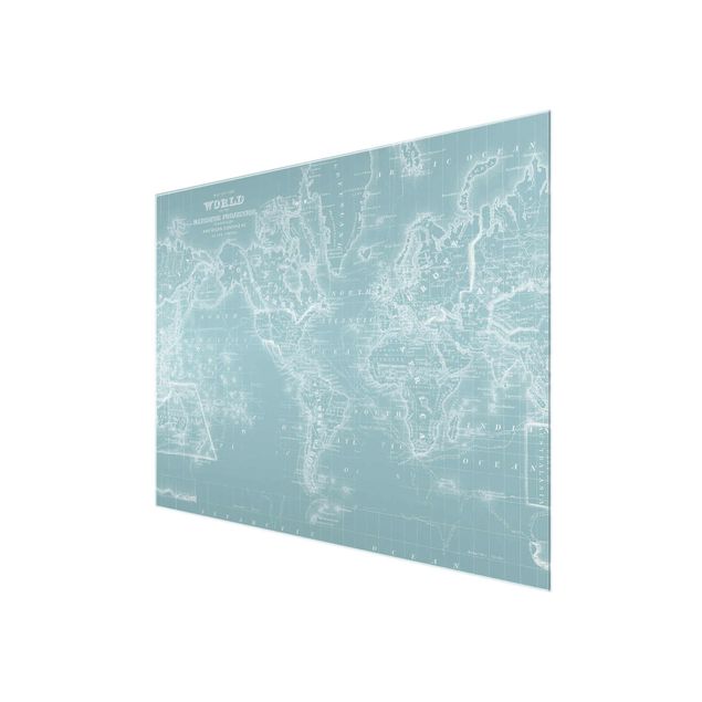 Billeder World Map In Ice Blue