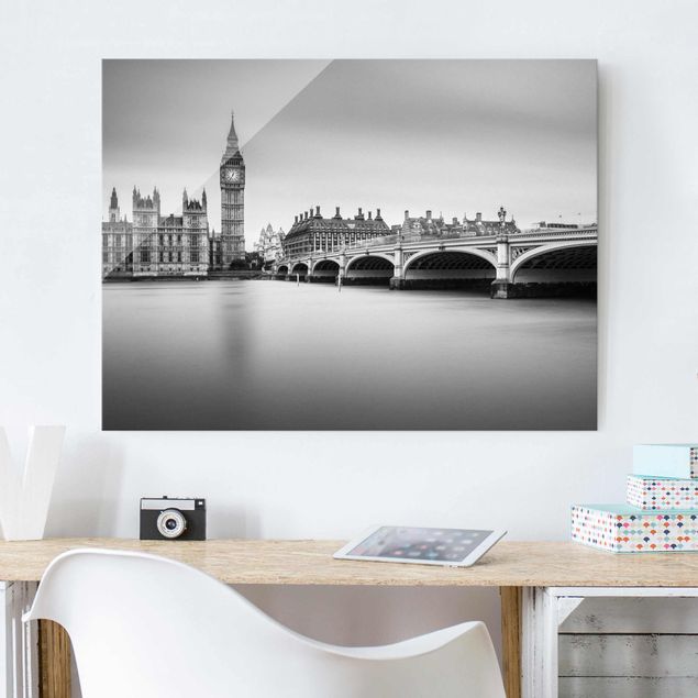 Glasbilleder London Westminster Bridge And Big Ben