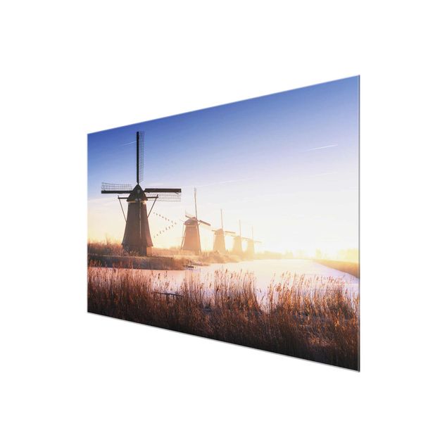 Glas magnettavla Windmills Of Kinderdijk