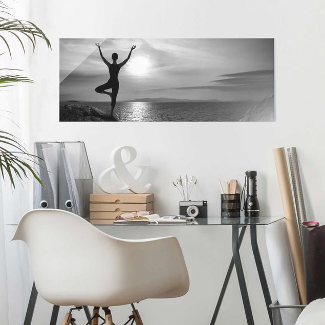 Billeder landskaber Yoga white black