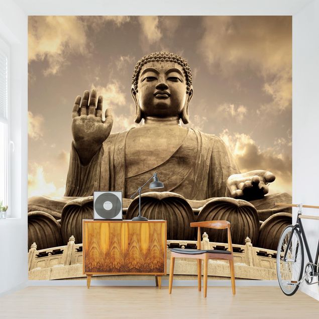 Moderne tapet Big Buddha Sepia
