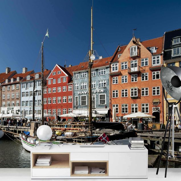 Blåt tapet Port In Copenhagen