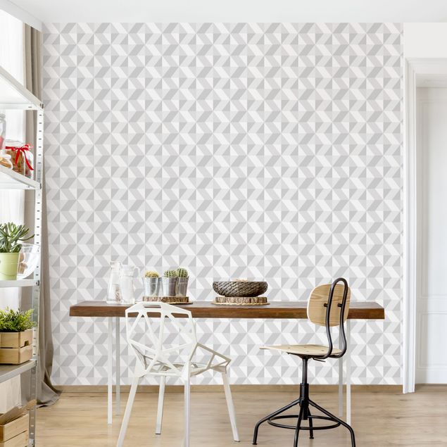 Mønstret tapeter Bright Geometric Wallpaper With 3D Effect