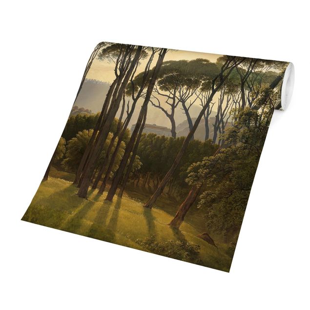 Grøn tapet Hendrik Voogd Landscape With Trees In Oil