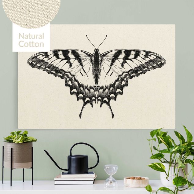 Billeder på lærred sommerfugle Illustration Flying Tiger Swallowtail Black