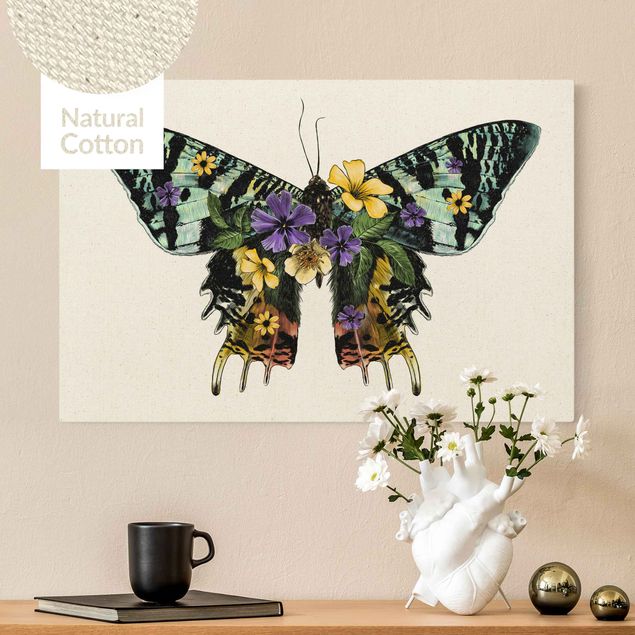 Billeder på lærred sommerfugle Illustration Floral Madagascan Butterfly